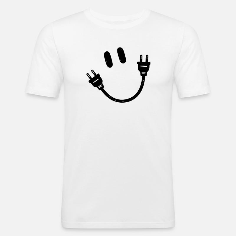 Electrician Electrical Engineer Schuko Plug Funny - Men's Slim Fit T-Shirt - white