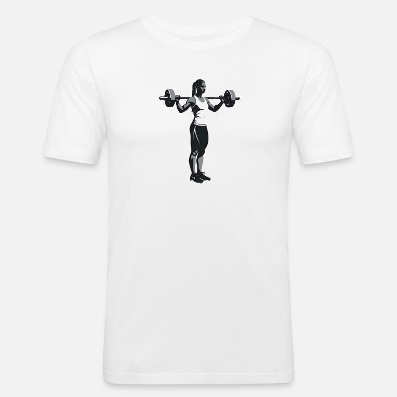 Weiblicher Bodybuilder - Cooles Silhouetten-Logo - Männer Slim Fit T-Shirt - Weiß