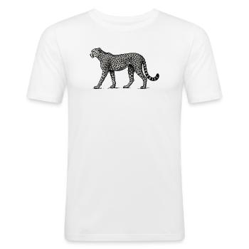 Black and White Leopard Pattern - Men's Slim Fit T-Shirt - white - Front - Nik (191cm)
