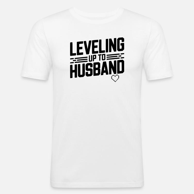 Aufleveln Zum Ehemann - Männer Slim Fit T-Shirt - Weiß