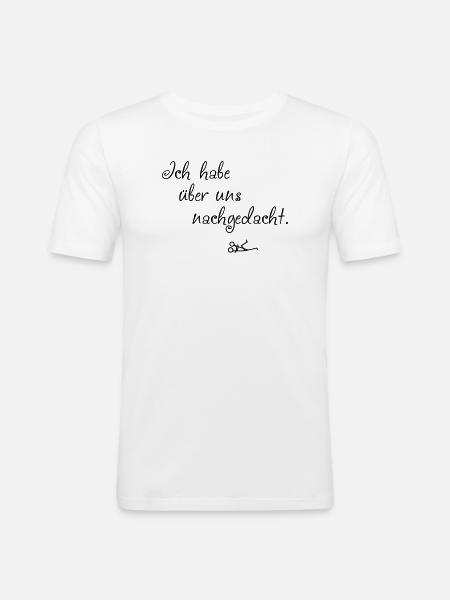 Ueber uns nachgedacht - Männer Slim Fit T-Shirt - Weiß