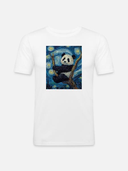 Panda Björn Van Gogh stil stjärnklar natt - Slim Fit T-shirt herr - vit