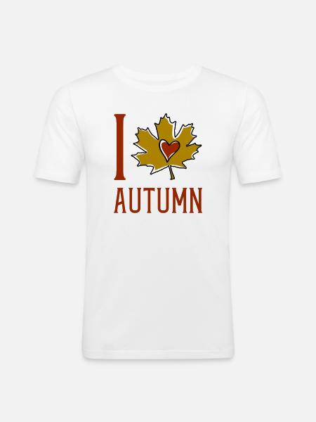 Autumn Leaf Heart Motif - Men's Slim Fit T-Shirt - white