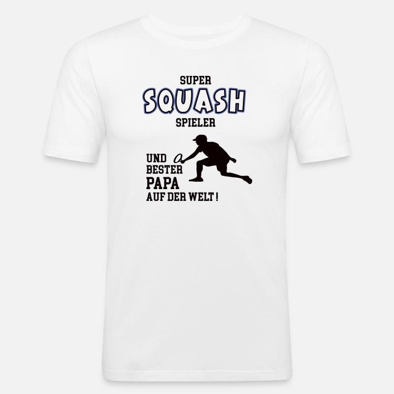 Squash Spieler Squasher Papa Vater Mann - Männer Slim Fit T-Shirt - Weiß