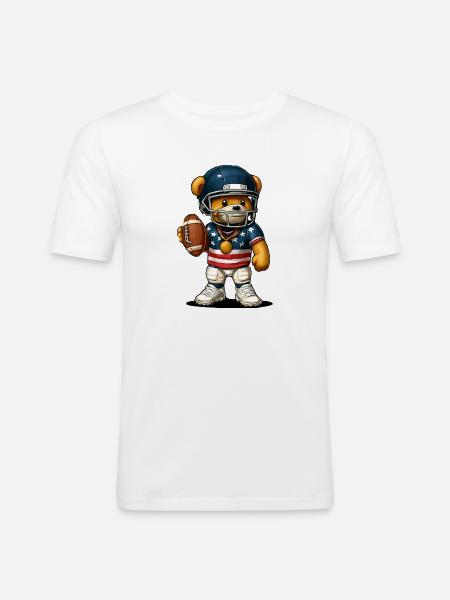 American Football Bärenmaskottchen - Männer Slim Fit T-Shirt - Weiß