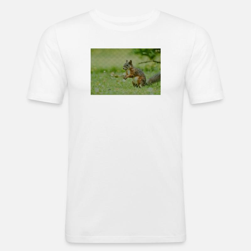Eichhörnchen Wald Muster - Männer Slim Fit T-Shirt - Weiß