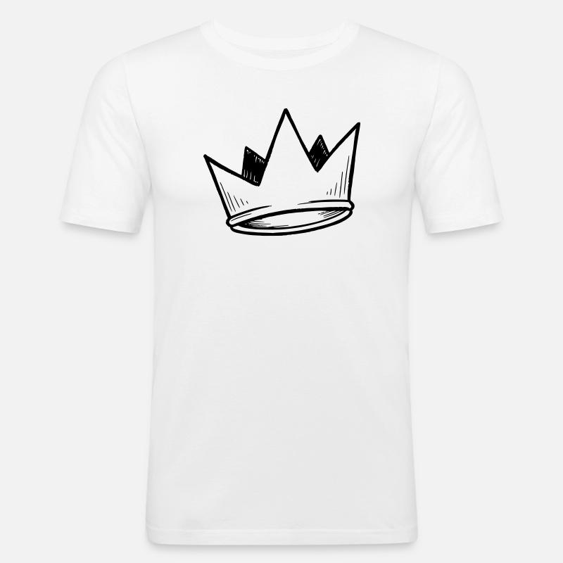Krone Vektor | Doodle Look - Männer Slim Fit T-Shirt - Weiß