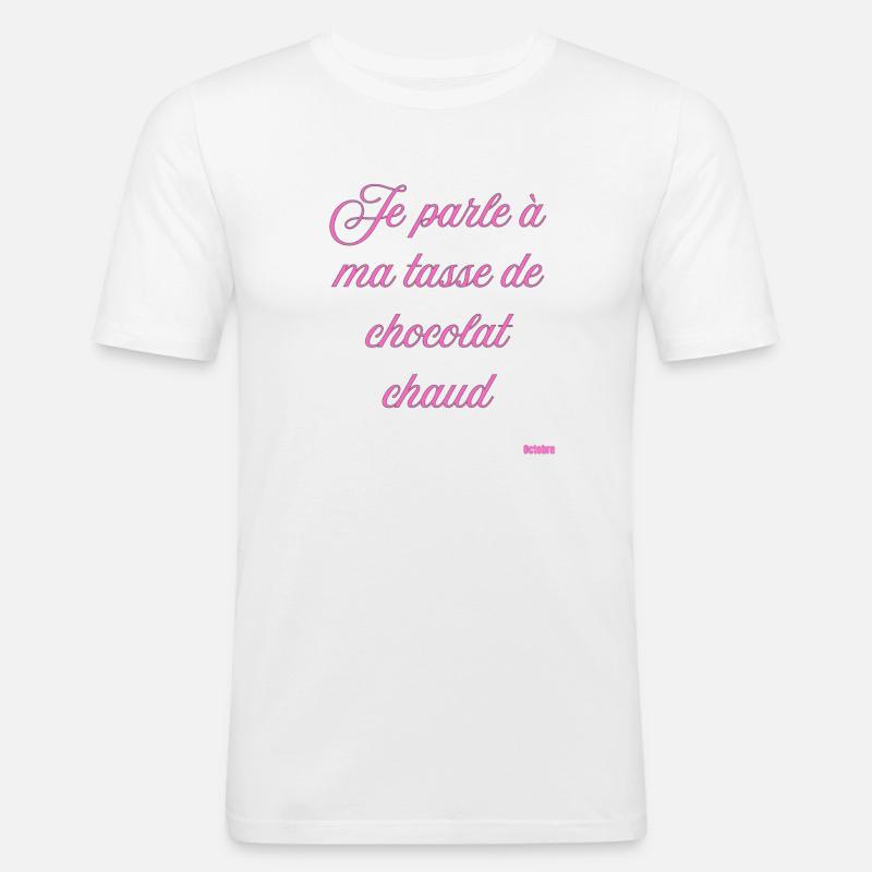 Pink Script Becher mit heißer Schokolade - Männer Slim Fit T-Shirt - Weiß