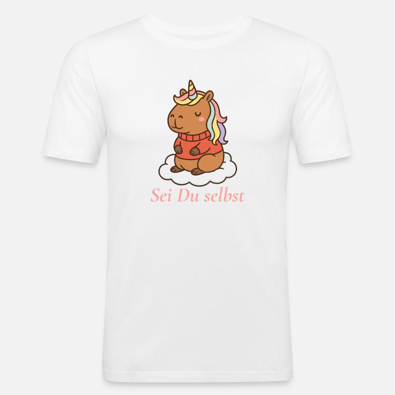 Sei Du selbst – Capybara Einhorn 🌈 - Männer Slim Fit T-Shirt - Weiß