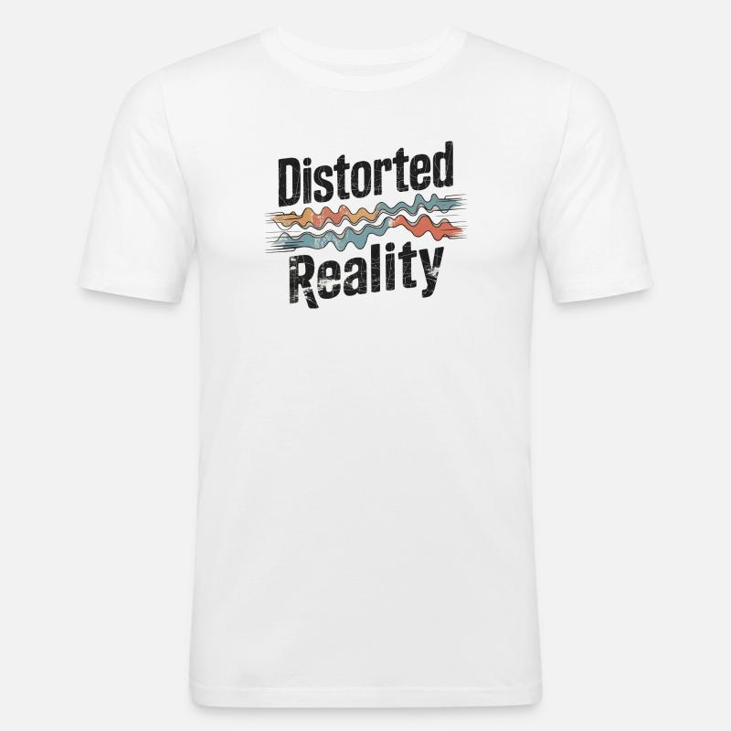 Retro Grunge – Distorted Reality - Männer Slim Fit T-Shirt - Weiß