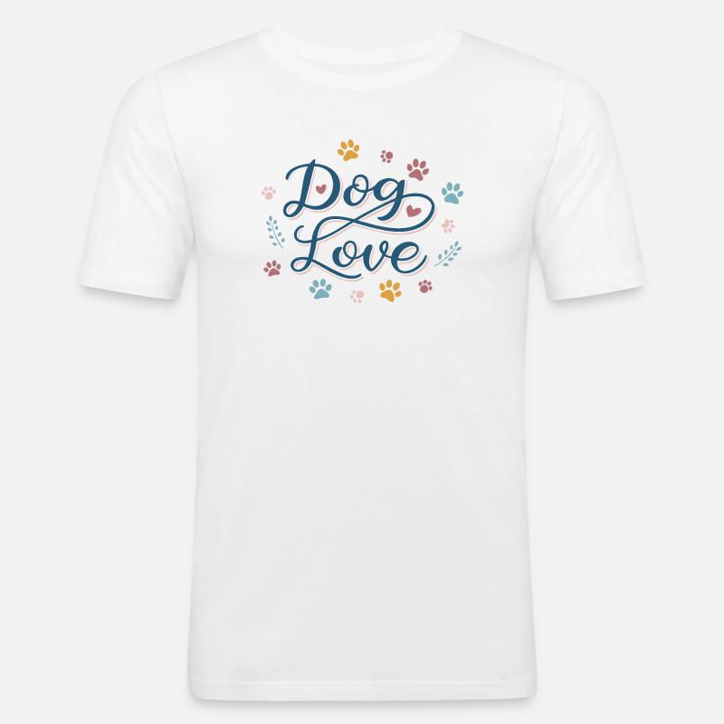 Hundeliebe Skript Pastellfarbene Pfote - Männer Slim Fit T-Shirt - Weiß