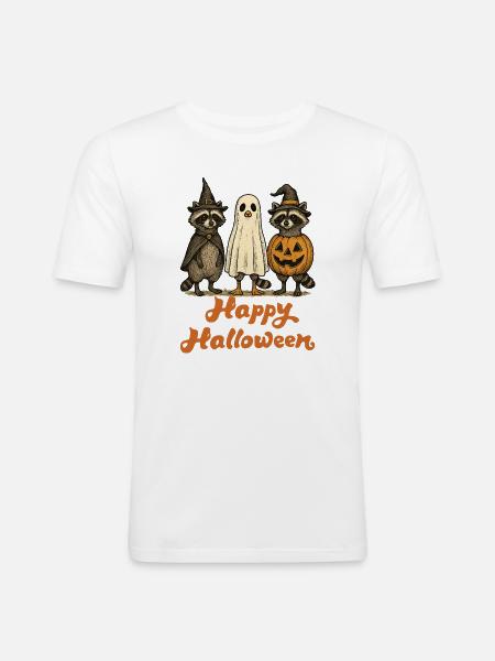 Halloween Raccoons Ghostly Halloween  - Men's Slim Fit T-Shirt - white