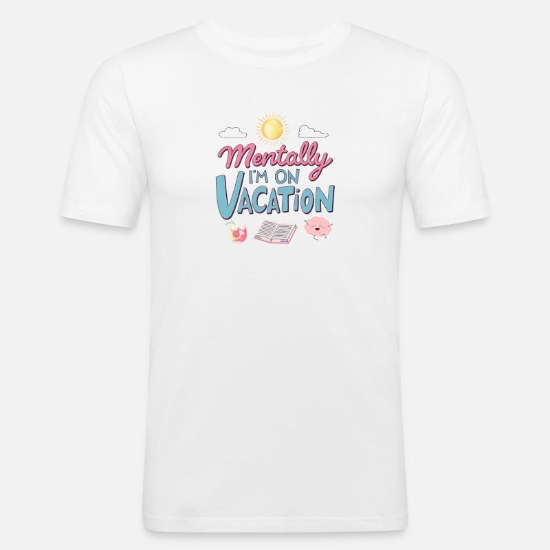 Mentally Somewhere Else Retro Design - Männer Slim Fit T-Shirt - Weiß