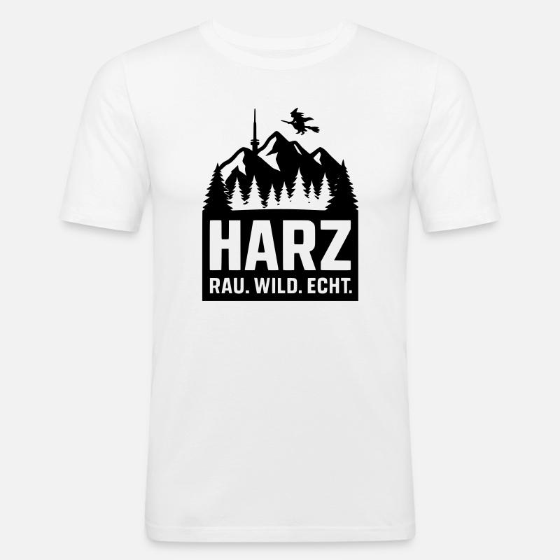 harz wild rau echt - Männer Slim Fit T-Shirt - Weiß