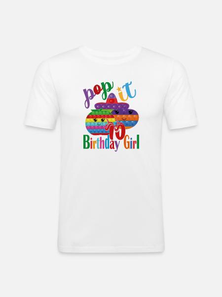 pop-it Fille d’anniversaire 10 - T-shirt près du corps Homme - blanc