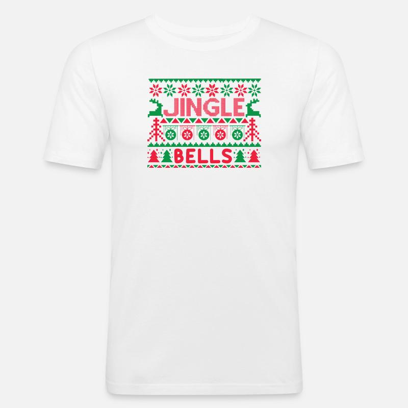 Hässlicher Pullover - Jingle Bells Strickanleitung - Männer Slim Fit T-Shirt - Weiß