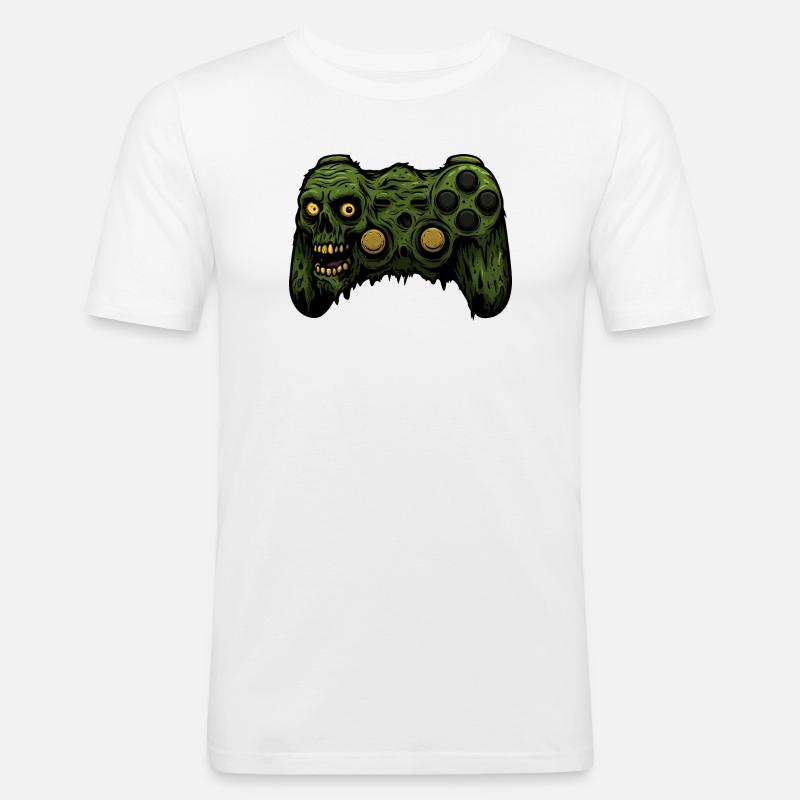 Zombie Controller Grunge Tee - Männer Slim Fit T-Shirt - Weiß