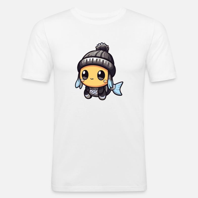 Fisch Winter Tier Anime - Männer Slim Fit T-Shirt - Weiß