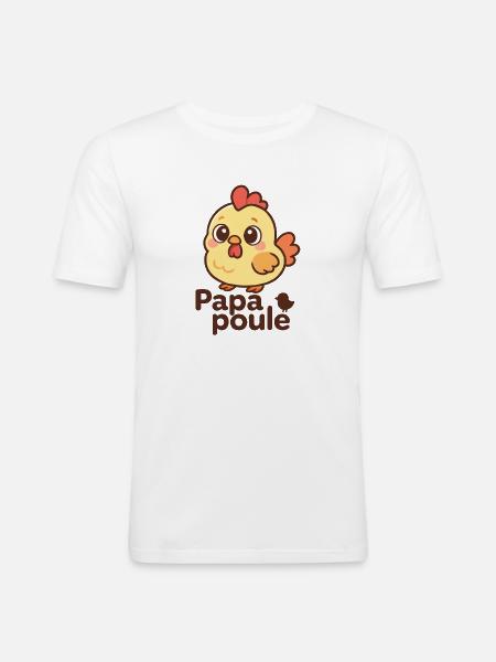 Papa Poule - Father's Day - Men's Slim Fit T-Shirt - white