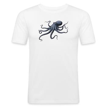 Nachtblauer Kraken Octopus - Männer Slim Fit T-Shirt - Weiß - Vorne - Nik (191cm)