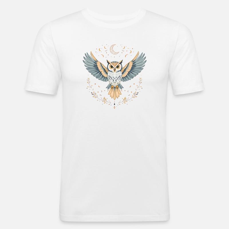 Boho Eule - Männer Slim Fit T-Shirt - Weiß