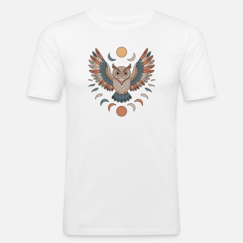 Boho Eule - Männer Slim Fit T-Shirt - Weiß