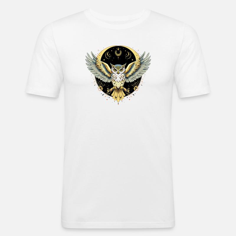 Boho Eule - Männer Slim Fit T-Shirt - Weiß
