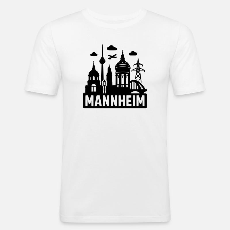 Mannheim Silhouette - Männer Slim Fit T-Shirt - Weiß