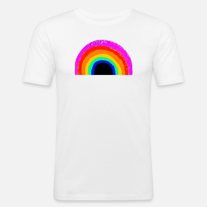 Lebendiger Regenbogenbogen - Männer Slim Fit T-Shirt - Weiß