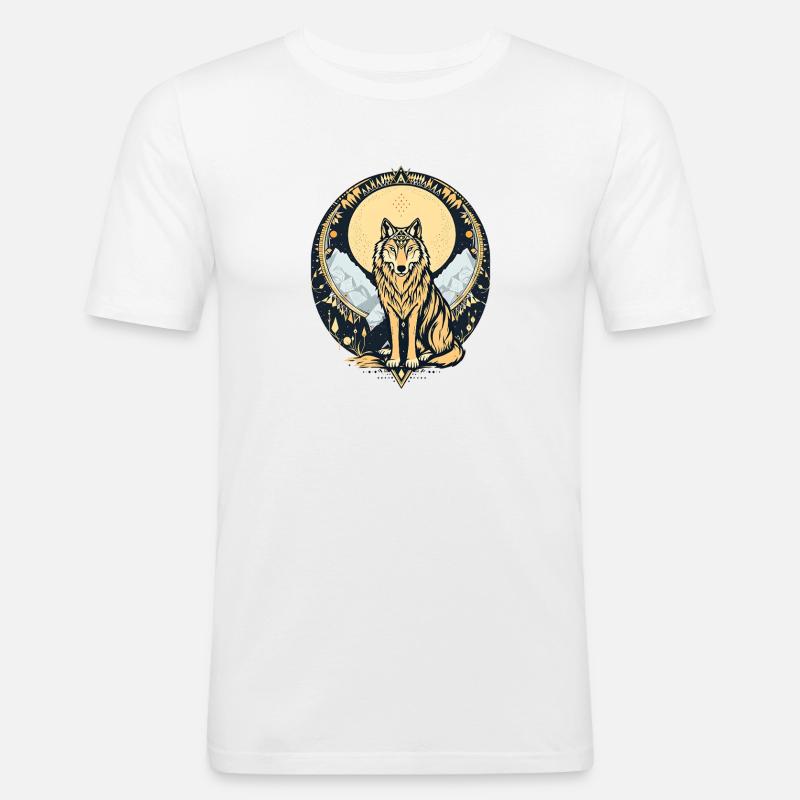 Boho Wolf - Männer Slim Fit T-Shirt - Weiß