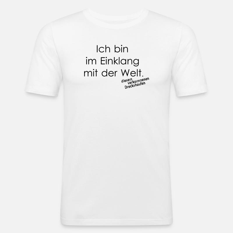 Einklang mit der Welt - Männer Slim Fit T-Shirt - Weiß