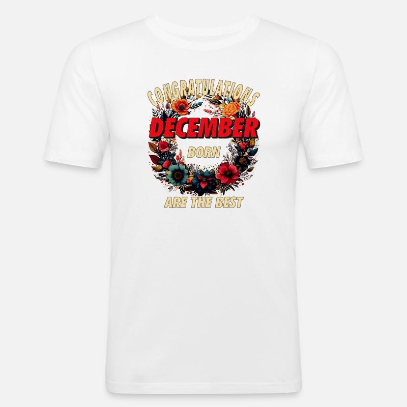 CONGRATULATIONS DECEMBER - Männer Slim Fit T-Shirt - Weiß