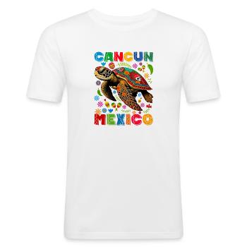 Colorful Turtle Cancun Mexico - Men's Slim Fit T-Shirt - white - Front - Nik (191cm)