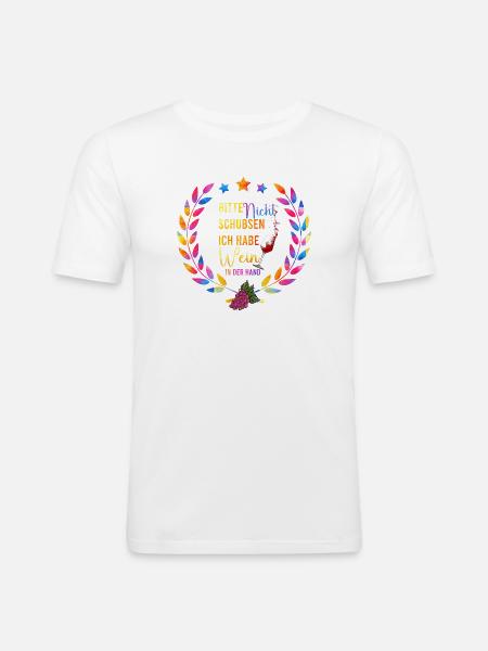 Bunte Wein Nacht Spruch - Männer Slim Fit T-Shirt - Weiß