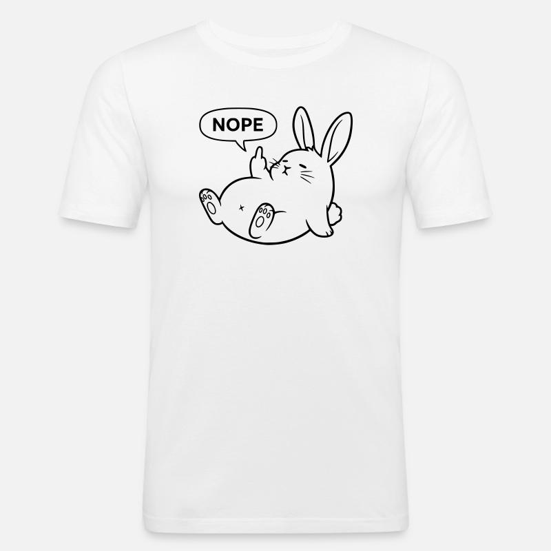 Nope Kaninchen | Freches Hasen Statement - Männer Slim Fit T-Shirt - Weiß
