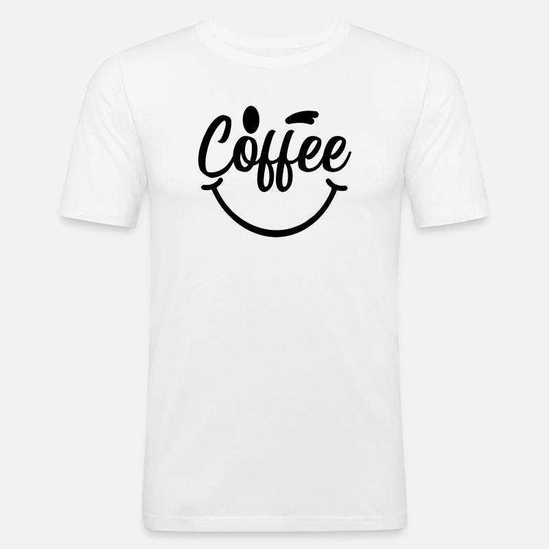Coffee_Smile - Männer Slim Fit T-Shirt - Weiß