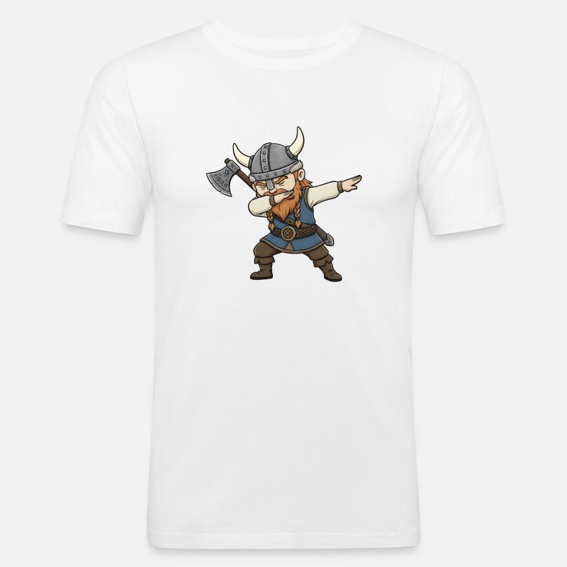 Wikinger Dab - Männer Slim Fit T-Shirt - Weiß