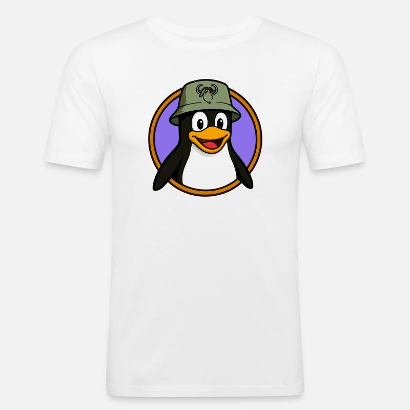 Tux Linux + GNU Hut - Männer Slim Fit T-Shirt - Weiß