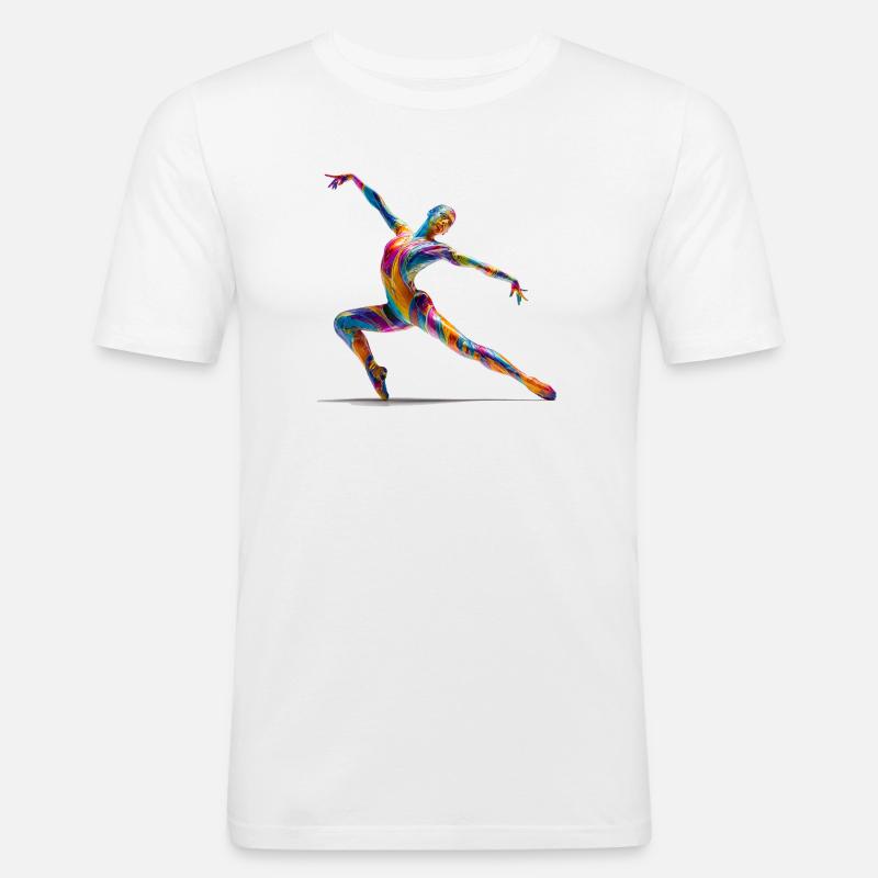 Farbexplosion Tänzer im Flow - Männer Slim Fit T-Shirt - Weiß