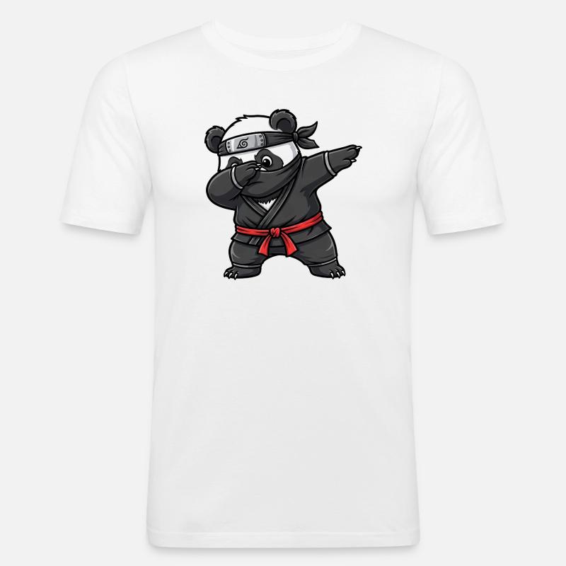 Ninja Panda Samurai Japan Tradition  - Männer Slim Fit T-Shirt - Weiß