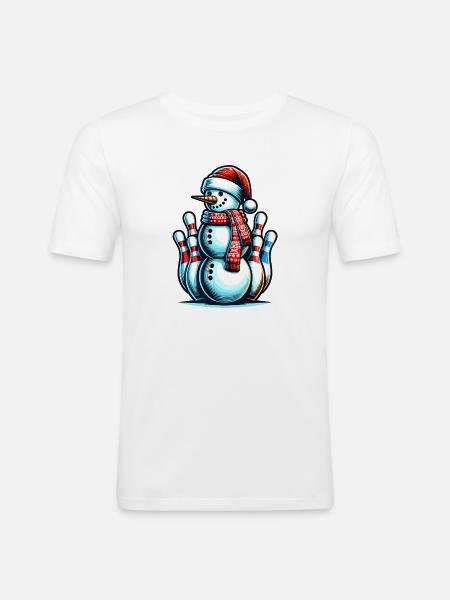 BOwling Christmas Sports Santa Claus - Men's Slim Fit T-Shirt - white