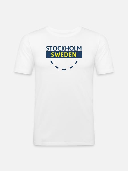 Stockholm Sweden Bold Text - Men's Slim Fit T-Shirt - white