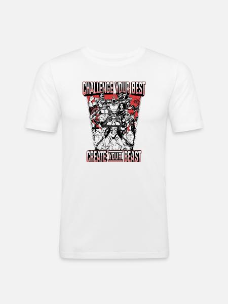 CYB - Backprint - Black/White/Red - Challenge - Men's Slim Fit T-Shirt - white