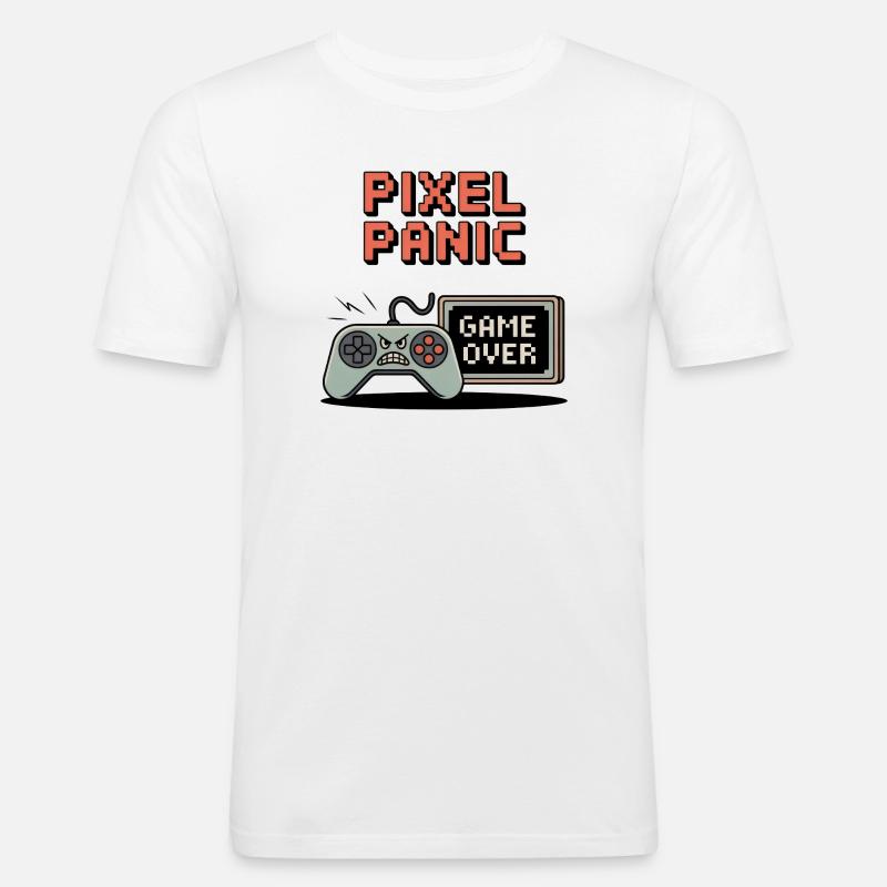 Pixel Panic – Game Over Rage Modus - Männer Slim Fit T-Shirt - Weiß
