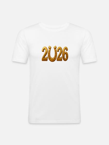 Golden 2026 – Lucky year with horseshoes - Men's Slim Fit T-Shirt - white