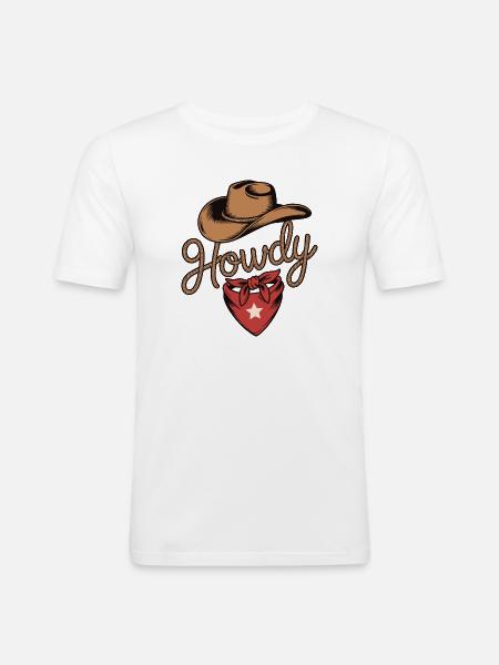 Howdy Cowboy - Western Rope Design - Men's Slim Fit T-Shirt - white