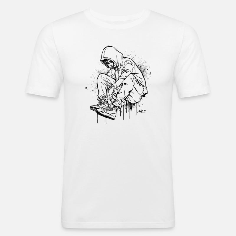 Silhouette Kapuzenpullover Graffiti - Männer Slim Fit T-Shirt - Weiß