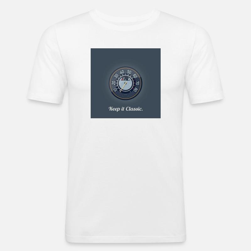 Keep it Classic – Retro Speedometer Design - Männer Slim Fit T-Shirt - Weiß