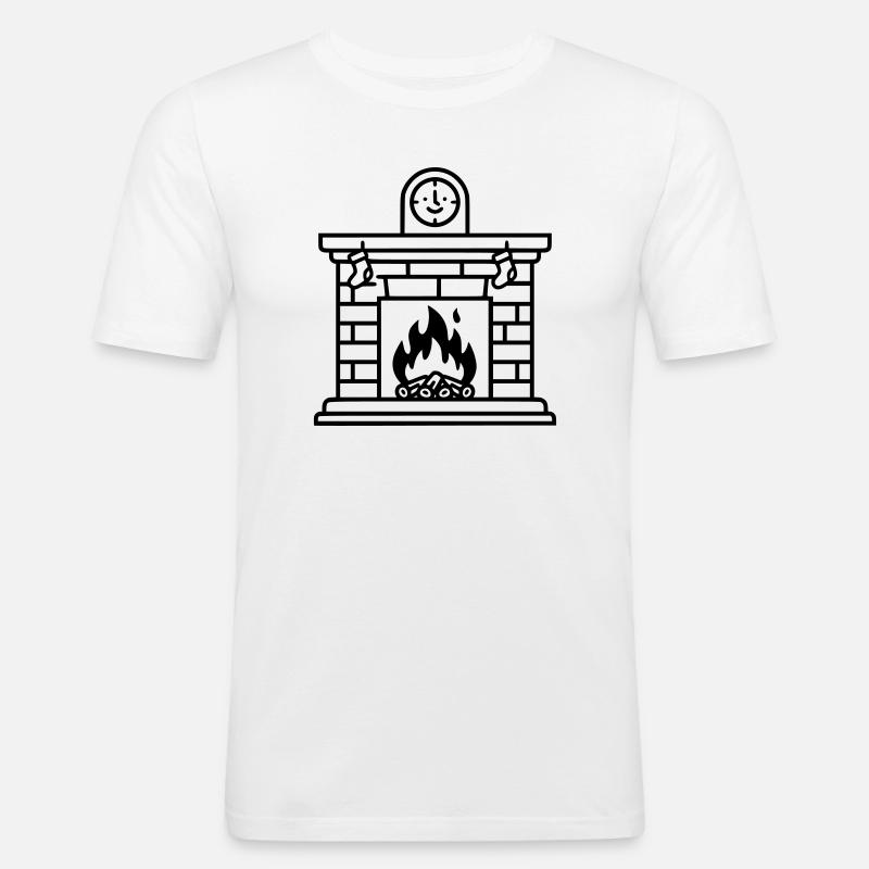 Gemütlicher Weihnachtskamin mit Feuer - Männer Slim Fit T-Shirt - Weiß