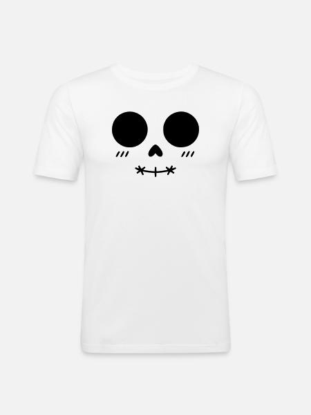 Minimalist Kawaii Skull Face - Men's Slim Fit T-Shirt - white